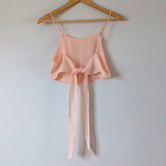 BRANDY MELVILLE Cropped Peach Tie-Back Shirt XS - Picture 2 of 4